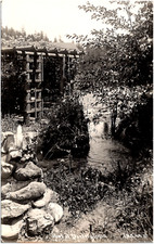 Pool & Pergola at Darlingtonia Del Norte California CA 1940s RPPC Postcard Photo