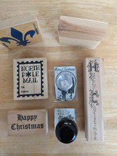 CHRISTMAS THEMED RUBBER STAMPING BLOCKS FOR CRAFTING X 6 + BLANK BLOCK X 1