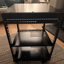 VEVOR 12U Open Frame Server Rack (Excellent Condition, 24 Port Patch Panel)