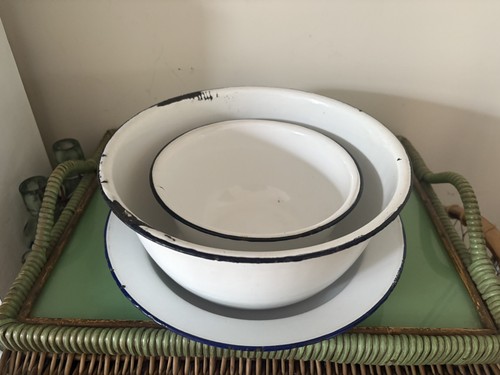 Vintage white enamelware - white,