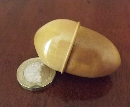 Antique tagua nut egg etui - antique,