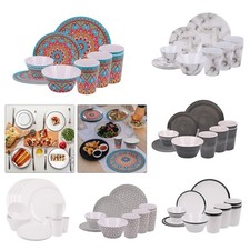Melamine 16 Piece Dinner Set Camping Caravan Motorhome Tableware