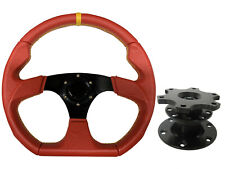 Red Aftermarket 350mm D1 Steering Wheel + Quick Release boss 42BK