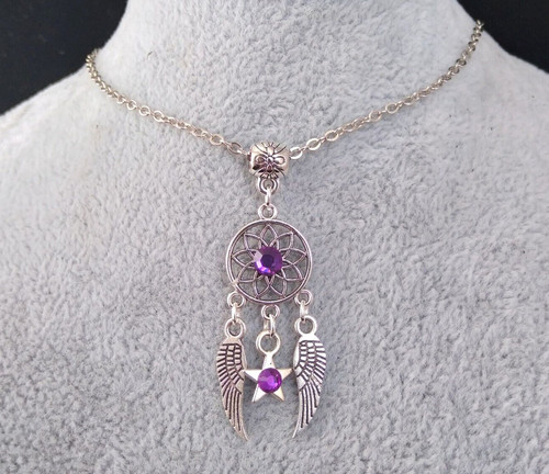 Purple diamante dreamcatcher - purple,