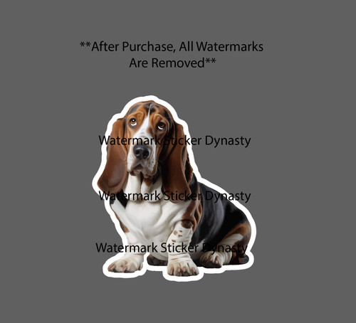 Basset hound sticker - basset,