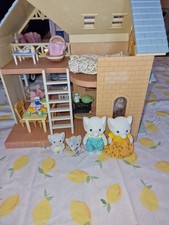 Sylvanian Families Riverside Lodge & Blue Car Bundle Furnished Inc Elephants 