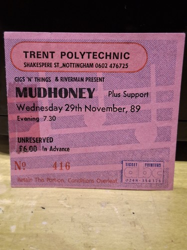 Mudhoney vintage gig ticket