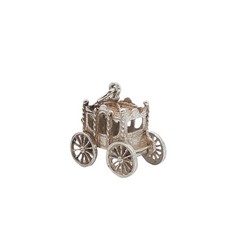 Vintage Sterling Silver Moving Wheels Carriage