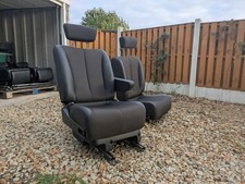 2 Black Swivel Captain Seats VW T4 T5 T6 Transit Sprinter Camper Van 180 Base