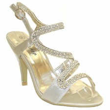 WOMENS SATIN DIAMANTE STRAPPY