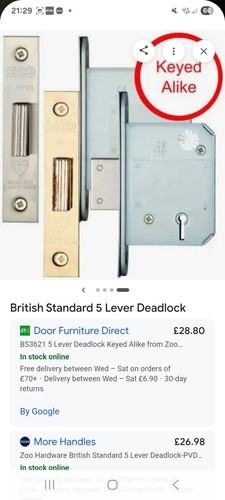 Zoo lever deadlock 76mm - lever, bs