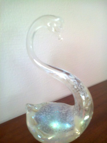 Glass swan ornament - glass,