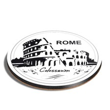 Round MDF Coaster Rome Colosseum Italy Stamp #61218
