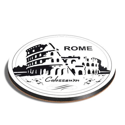 Round mdf coaster - mdf, rome