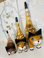 Wooden cat ornament statue - wooden,