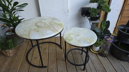 Green onyx nesting tables - nesting,