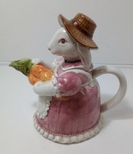 Otagiri Bunny Teapot Ceramic Vintage Removable Lid Carrot 