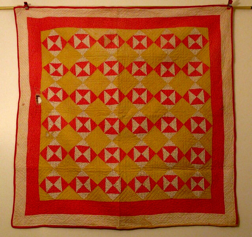 Antique crib quilt early print - quilt,
