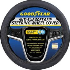 Goodyear Steering Wheel Glove Cover Soft Grip Black Mat Leather Look Universal