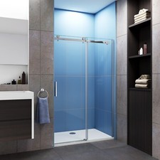 Aica Frameless Sliding Shower Enclosure Door and Tray  Glass Screen Cubicle 1950