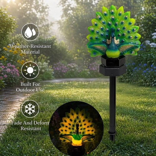 Solar peacock statue - peacock, led