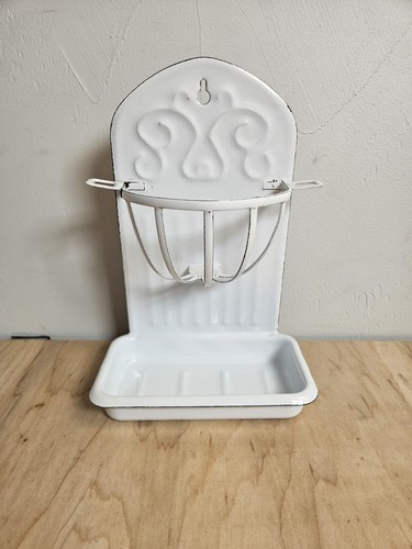Vintage white enamelware wall - enamelware,