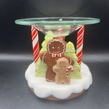 Partylite peppermint delight pillar candle holder Gingerbread Man melt warmer VG