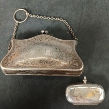 Vintage Silver Plated Purse & Sovereign Case Hinged Clip Top Small -CP 