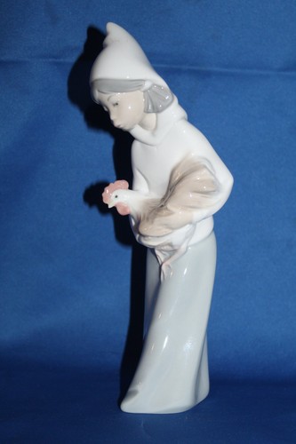 Lladro girl holding chicken - lladro,