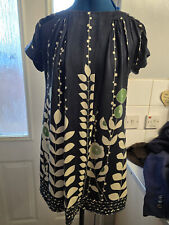 TED BAKER SILK BLACK FLORAL PRINT SHORT SLEEVE SHIFT DRESS SIZE 1