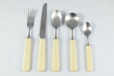 New Genuine Cream Handled 5 Piece Place Setting Brushed Finish Made In Sheffield