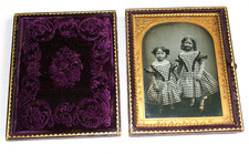 Antique Daguerreotype Tintype Glass Photograph Photo Victorian Children in Case