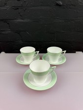 3 x Colclough Green Tea Cups and Saucers Set