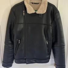 ZARA MAN Men's double faced faux leather shearling jacket - Size M Medium