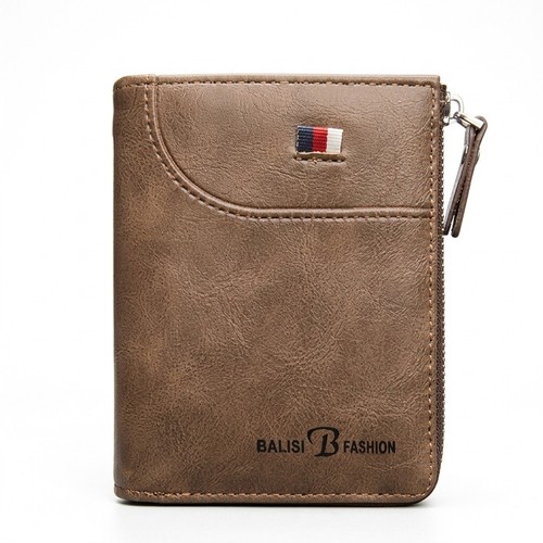 Men leather wallet - leather, zip