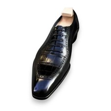 Handmade Black Real Croc Text