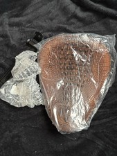 Retro Crocodile pattern leather solo spring seat Chopper Bobber Cruiser - Brown