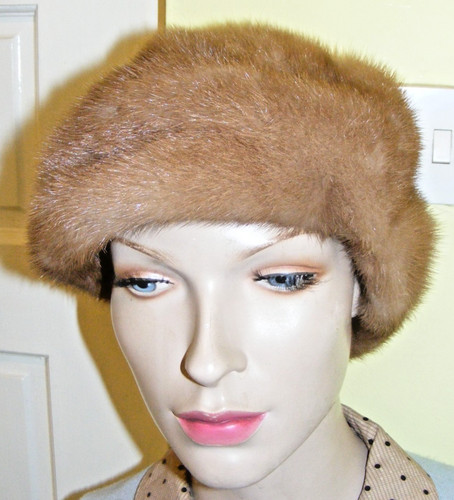 Vintage real mink fur hat