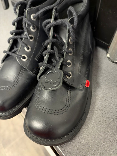 Kickers black leather ankle - black,