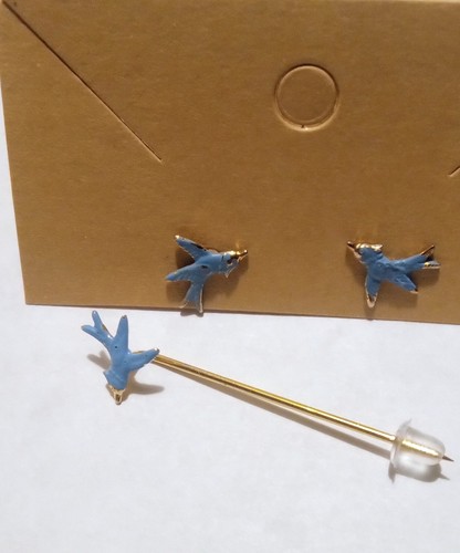 Blue bird gold - bird, stick