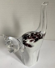 Nobilé Art Glass Cat Designed & Signed Graziella Cavalli Mouth Blown VGC 5” x 3”
