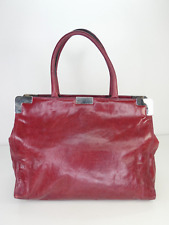 Vintage PINKO Bag Red Bordeaux Shoulder Top Handles Doctors Bag Real Leather