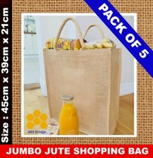 Jute Bag Hessian Bags Large Strong Jumbo Luxury Plain Shopping Shopper (5 Pack)