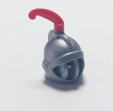 LEGO Knights Helmet 167 Red Plume Feather 4502a Figure Helmet Silver Castle 10228 7097
