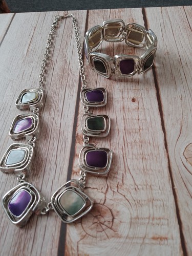 Abalone and enamel necklace - and,