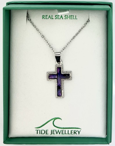 Cross necklace paua shell - paua,