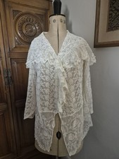 Antique Edwardian Hand Crafted Mixed Floral Lace Wedding Coat Dress Jacket 