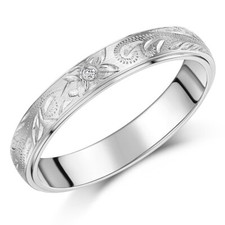 Ladies 4mm Titanium Ring CZ