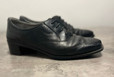 Ladies shoes size 5 Oxford heels laces ECCO black leather