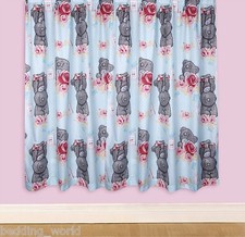 66"x72" CURTAINS TATTY TEDDY SCRUMPTIOUS POLKA DOTS DUCK EGG BLUE PINK GREY BEAR